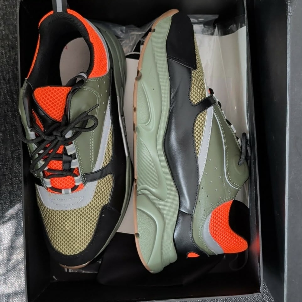 Dior Olive and Orange Men's Sneakers
